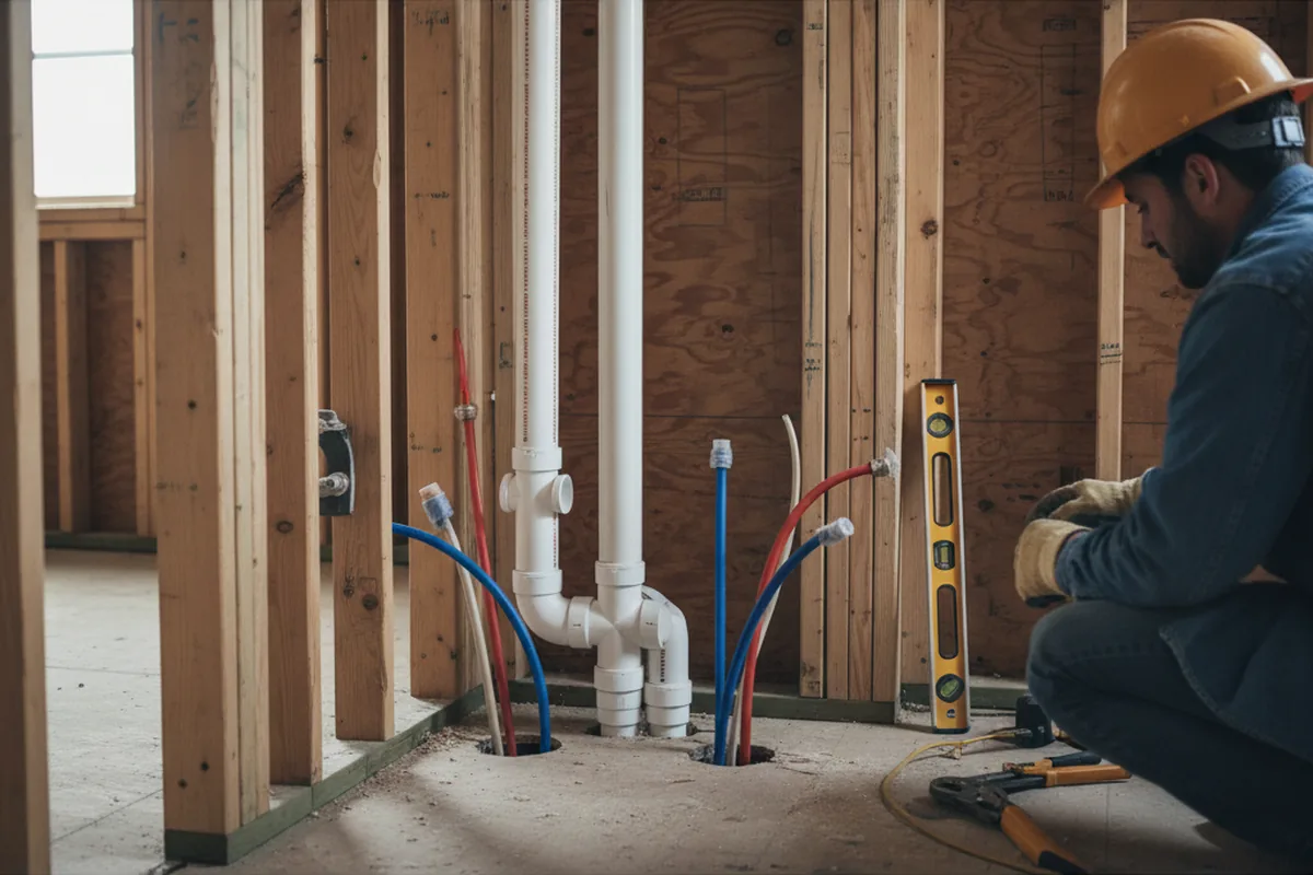Drain and supply rough-in during Drain Cleaning in Gallant